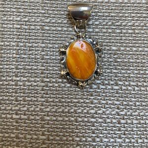 Sterling Native American spiny oyster pendant